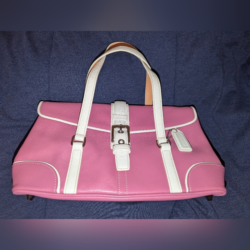 Coach Pink and Creme Leather Satchel